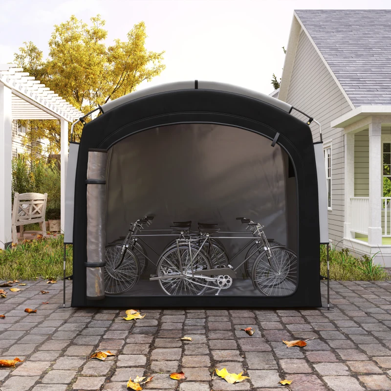 Outsunny Bike Storage Shed Tent, Portable and Waterproof with 210D Oxford Fabric and Carry Bag for 3-4 Bicycles, Black