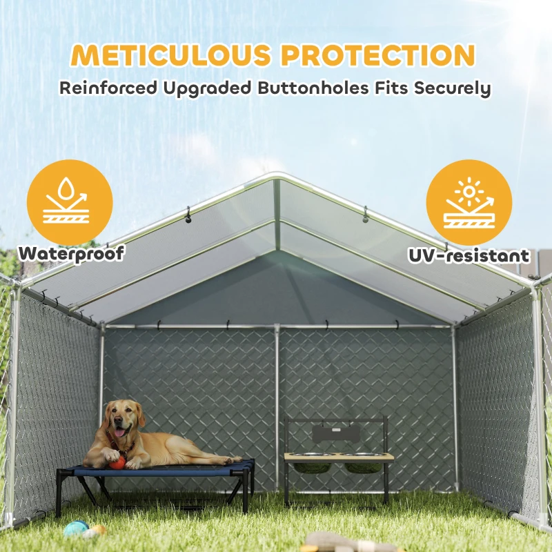 PawHut Galvanized Steel Dog Kennel Outdoor with Waterproof & UV-Resistant Cover for Large Dogs, 19.7' x 7.5' x 4.9'