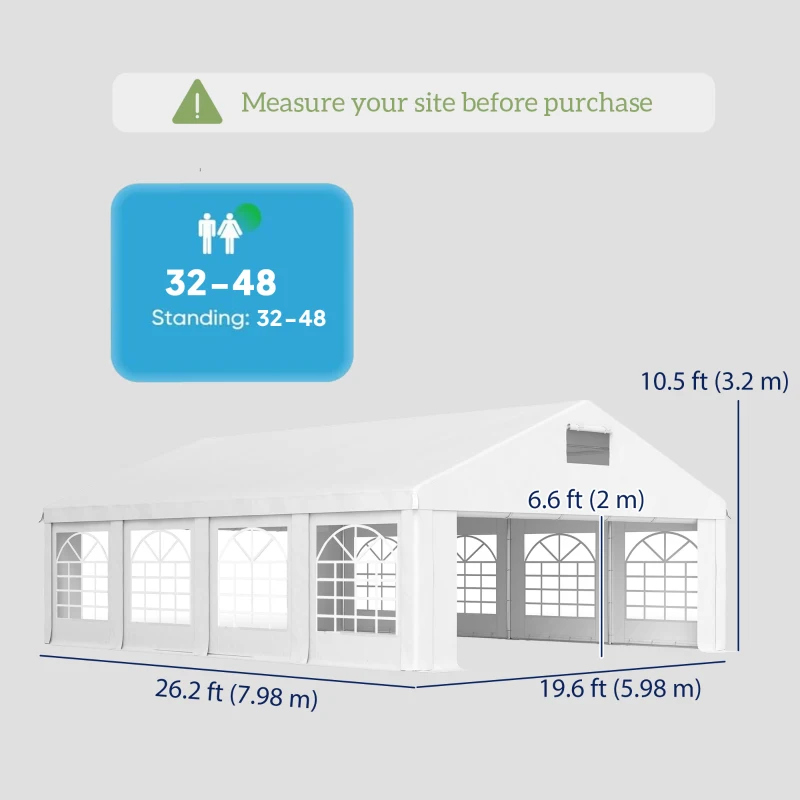 Outsunny 19.6' x 26' Heavy Duty Party Tent and Carport, Outdoor Canopy Tent with Removable Sidewalls, 8 Windows and Vents