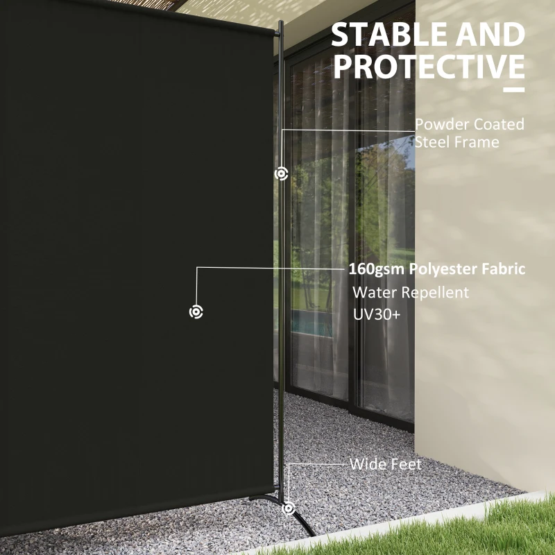 Outsunny Single Panel Room Divider, UV30+ Privacy Screen, Indoor Outdoor Privacy Panel with Stable Base, Black