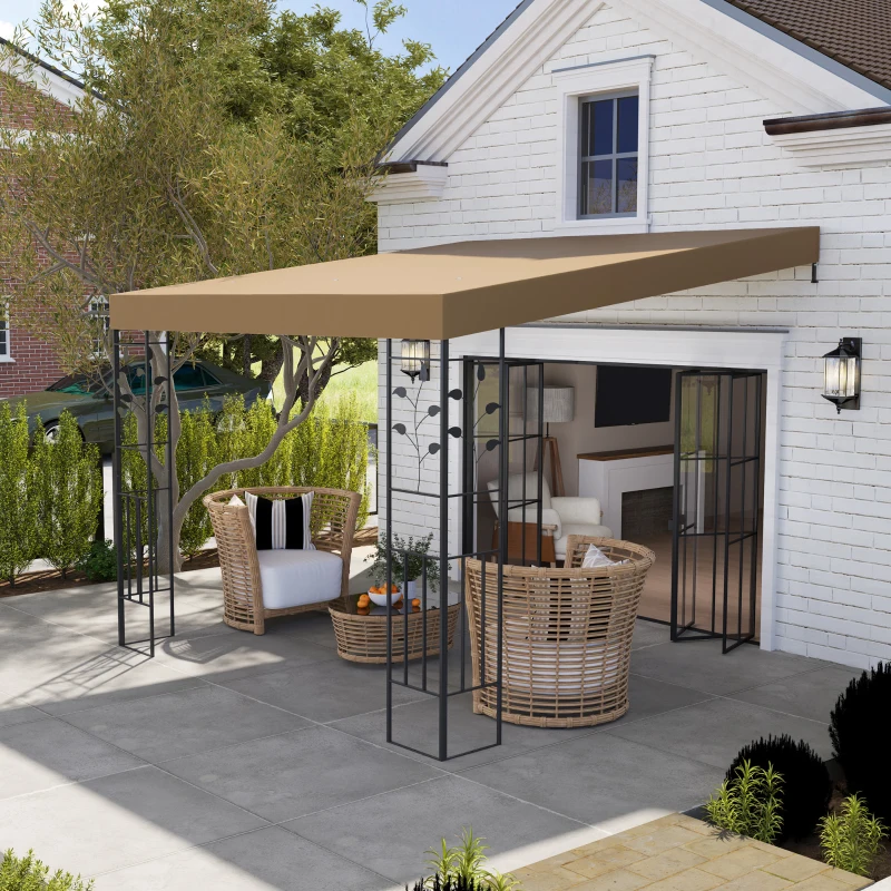 Outsunny 10' x 10' Outdoor Pergola Canopy, Metal Patio Canopy with Drainage Holes for Backyard, Garden, Coffee
