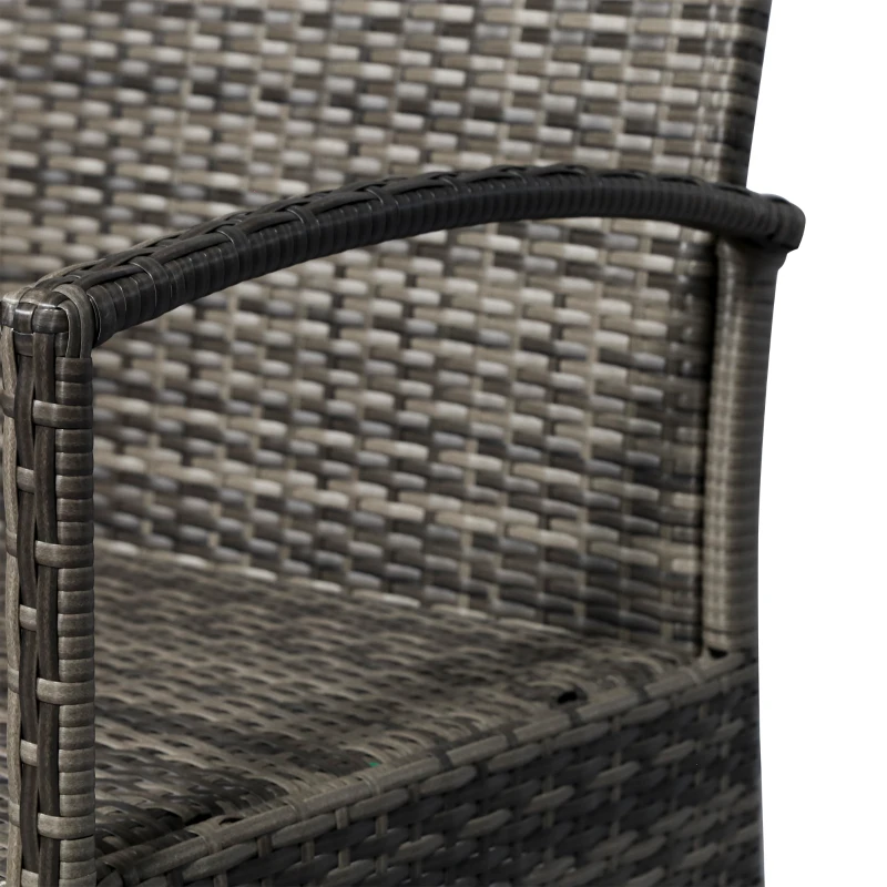 Outsunny 4 Pieces Patio Furniture Sets with A Loveseat, Two Armchairs and A Coffee Table, Outdoor Conversation Set with Glass Top Table, Grey PE Rattan and Cream White Cushions