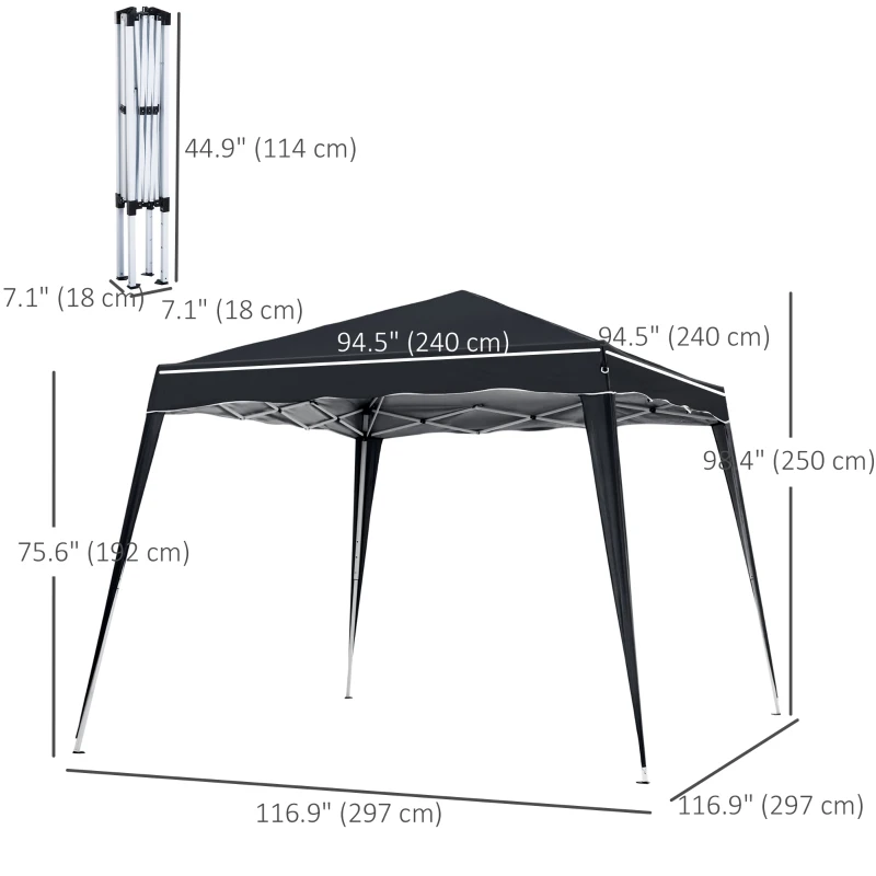 Outsunny 8' x 8' Pop Up Canopy, Outdoor Foldable Tent, Portable Canopy Tent with Carrying Bag for Camping, Party, Picnic, Black