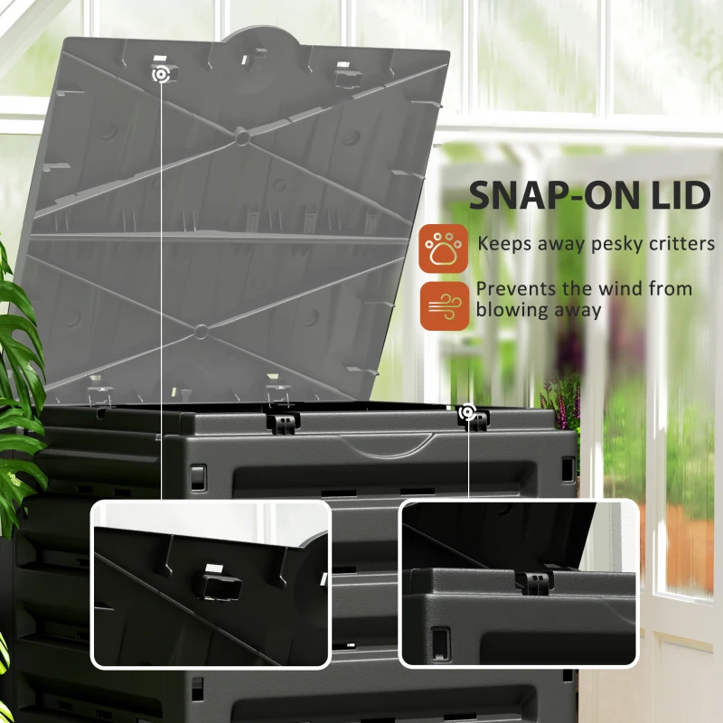 Outsunny Compost Bin, Garden Composter with 80 Vents and 2 Sliding Doors, 120 Gallon (450L), Orange