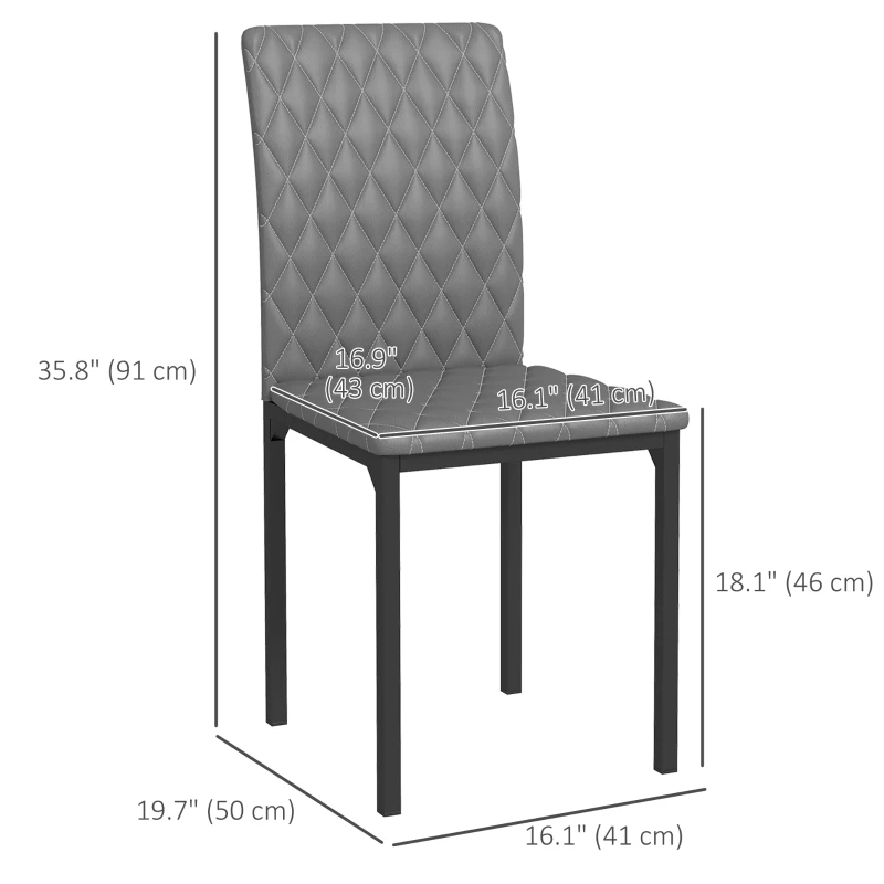 HOMCOM Set of 4 Modern Dining Chairs, Tufted High Back Side Chairs with Upholstered Seat, Steel Legs for Living Room, Kitchen