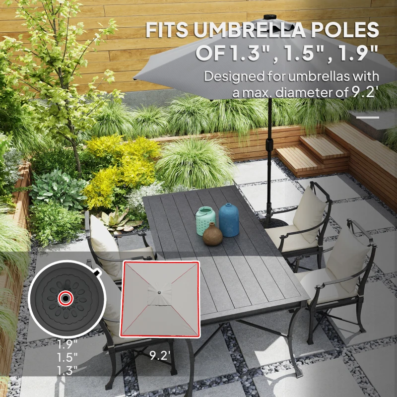 Outsunny Round Patio Umbrella Base with Wheels, 46 lbs Resin Umbrella Stand Base, Heavy Duty Patio Umbrella Holder for 1.3"/1.5"/1.9" Umbrella Poles for Outdoor, Lawn, Poolside, Black