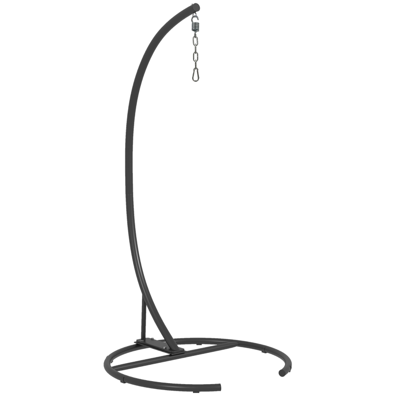 Outsunny Hanging Hammock Chair Stand with Round Base, Heavy Duty Hammock Stand Only with 330 lbs. Capacity, Black