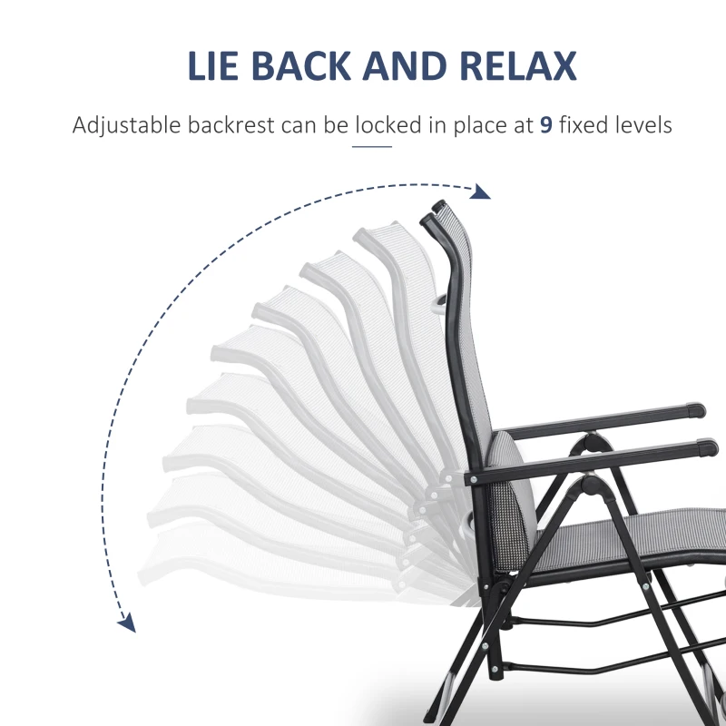 Outsunny Zero Gravity Chair, Folding Recliner, Patio Lounger with 9 Level Adjustable Backrest, Lumbar Pillow for Outdoor, Patio, Deck, Poolside, Grey