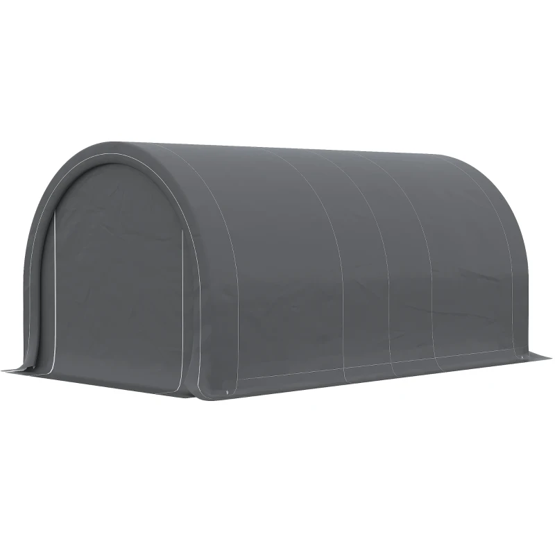 Outsunny 10' x 16' Heavy Duty Portable Carport Tent with Zippered Door, PE Cover for Car, Boat, Motorcycle, Bike, Grey