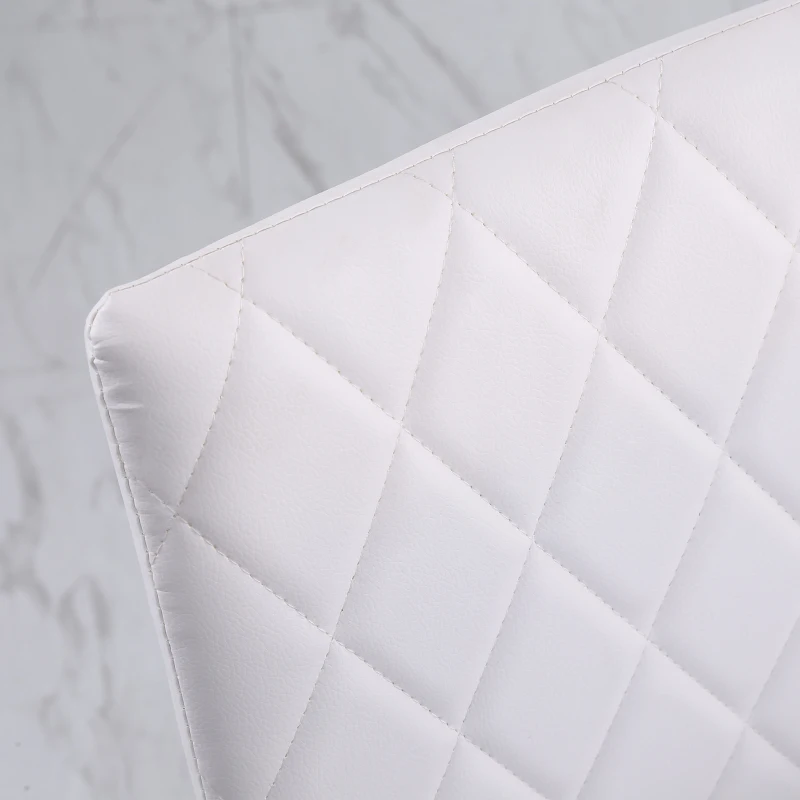 HOMCOM Modern Dining Chairs Set of 4, Upholstered Faux Leather Kitchen Chairs with Rhombic Tufting and Metal Legs for Living Room, White