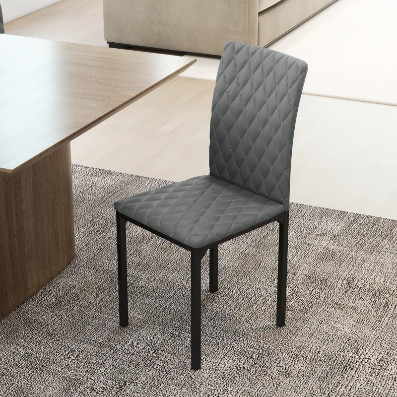 HOMCOM Set of 4 Modern Dining Chairs, Tufted High Back Side Chairs with Upholstered Seat, Steel Legs for Living Room, Kitchen