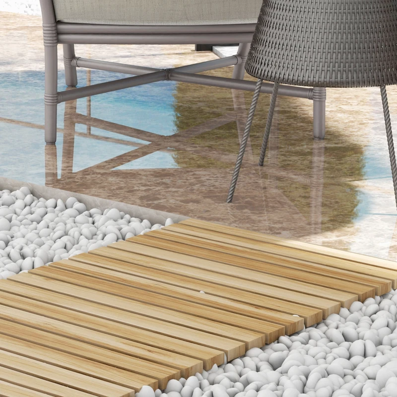 Outsunny 47" Wooden Garden Pathway, Outdoor Roll Out Straight Walkway, Garden Boardwalk for Wedding, Party, Natural Wood Finish