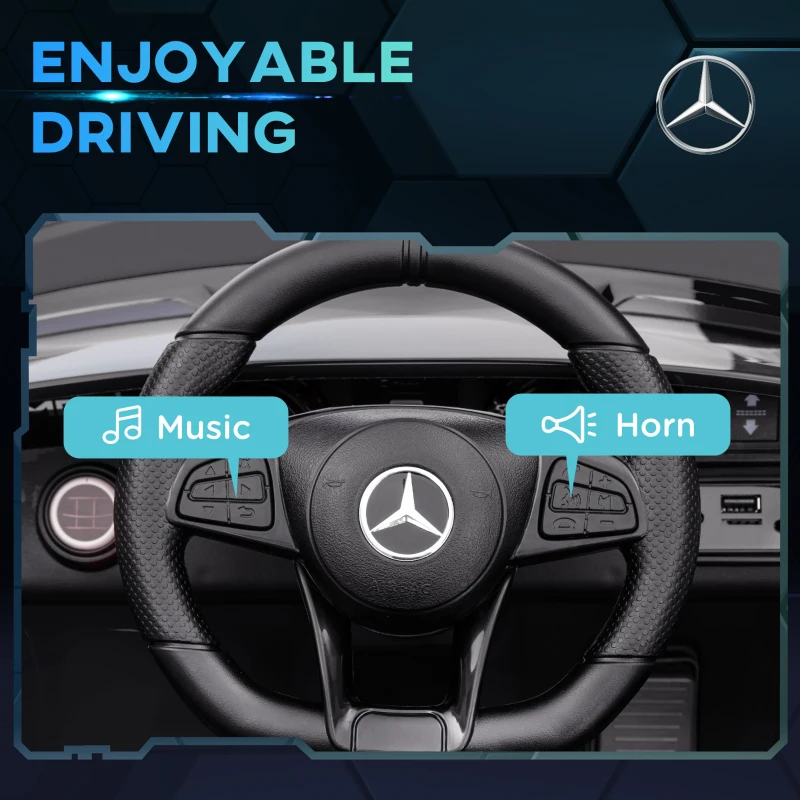 Qaba Mercedes-Benz AMG GTR Licensed 12V Battery Powered Kids Electric Car w/ Remote Control & Soft Start, Black