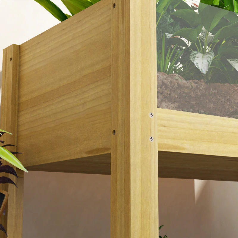 Outsunny Wooden Raised Garden Bed with Acrylic Panels, Raised Planter Box with Drainage Holes, 29.5" x 18.1" x 23.8"