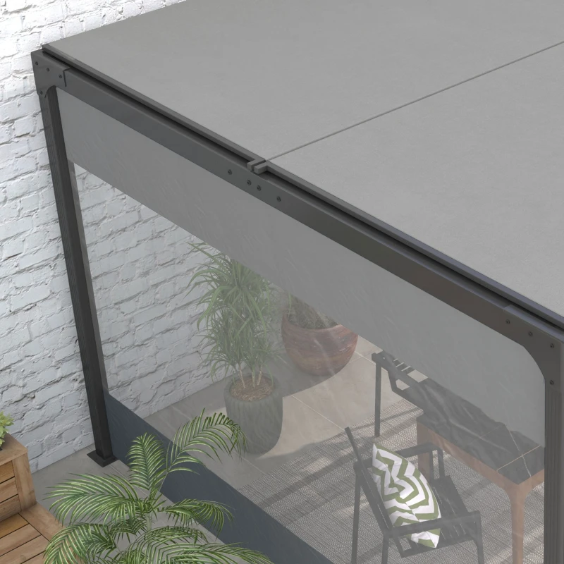 Outsunny Pergola Gazebo Curtains for 10' x 10' Pergola, 2 Pack Side Panels Replacement with Large Windows and Doors