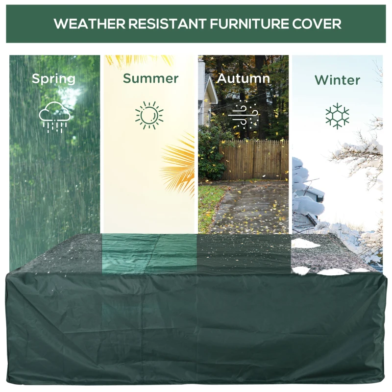 Outsunny Large Patio Garden Furniture Set Cover 600D Oxford Square Waterproof, 90.6" L x 90.6" W x 27.6" H, Green