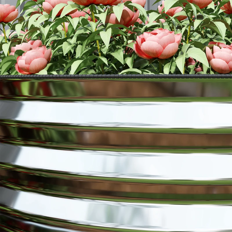 Outsunny 5 x 2.5 x 2ft Galvanized Raised Garden Bed, Easy DIY Oval Planter Box with Safety Edging and Gloves, Silver