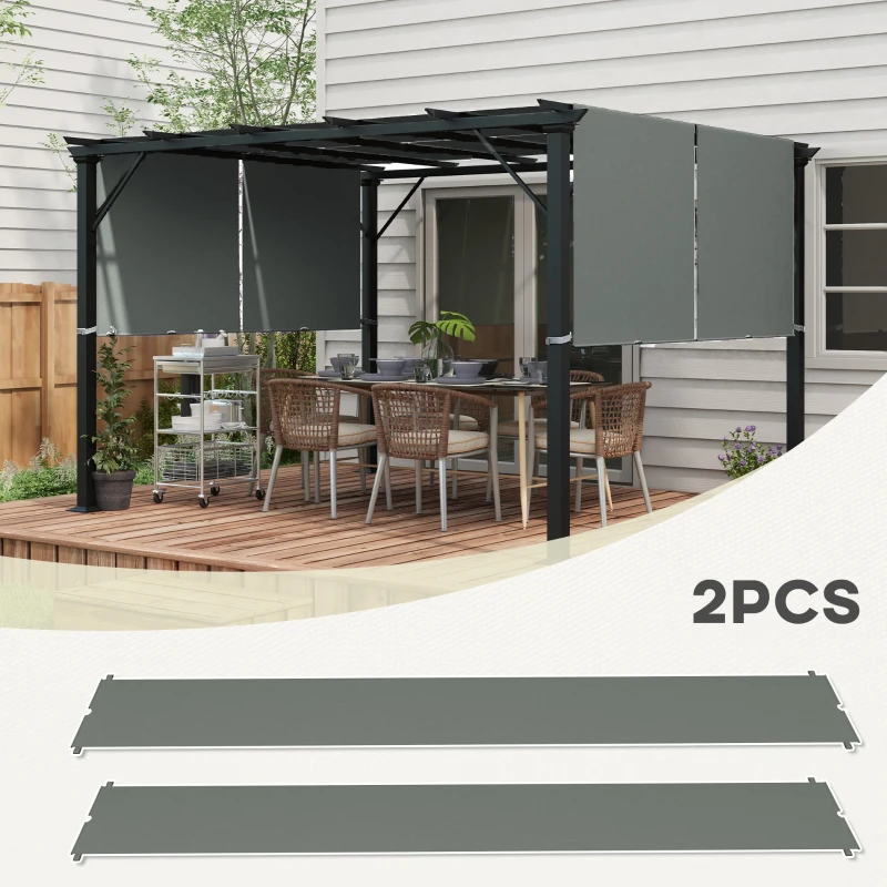 Outsunny 2 Pcs Pergola Replacement Canopy, UV Protection Pergola Shade Cover, Easy to Install, for 10 x 10ft Pergola, Dark Gray
