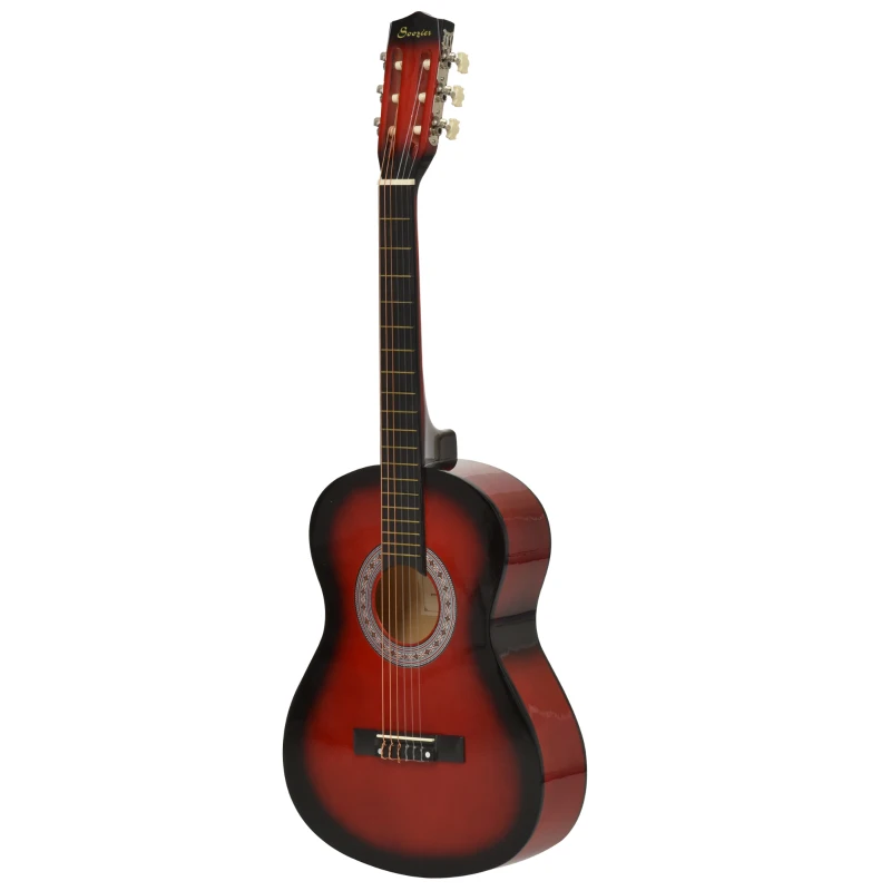 Soozier 36" Kids Acoustic Guitar Set with Easy Strings, Picks, and Waterproof Case Included, Beginner Acoustic Guitar for Kids, Portable Acoustic Child Guitar, Wine Red
