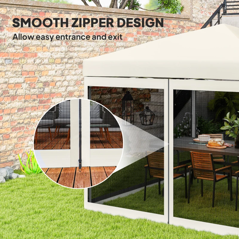 Outsunny Gazebo Mosquito Netting, Replacement Mosquito Netting with Zippers for 10' x 10' Pop-Up Canopy Tent (Mosquito Net Only)