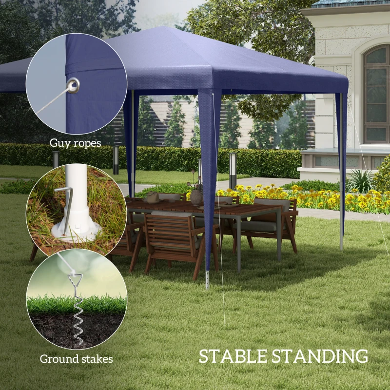 Outsunny 10x10ft Party Tent Portable Gazebo, Folding Garden Canopy Event Shelter Outdoor Sunshade Dark Blue