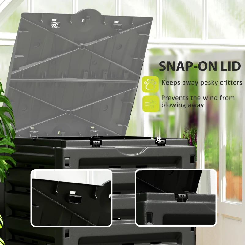 Outsunny Compost Bin, Garden Composter with 80 Vents and 2 Sliding Doors, 120 Gallon (450L), Yellow