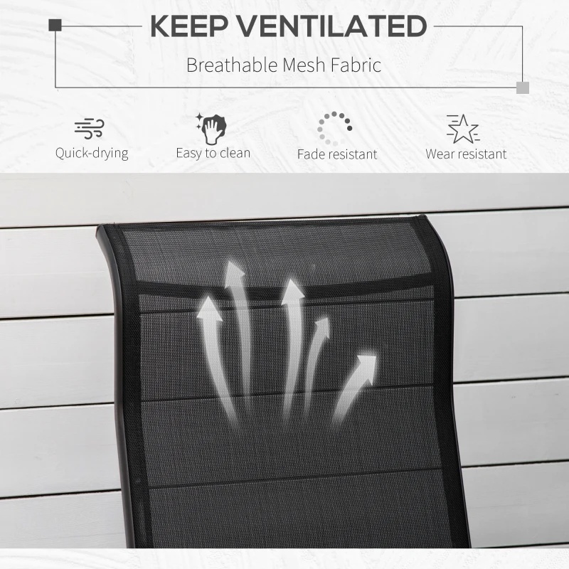 Outsunny Patio Glider with Breathable Mesh Fabric, Outdoor Glider Chair, Garden Rocking Gliding Seat for Patio, Yard, Porch, Black