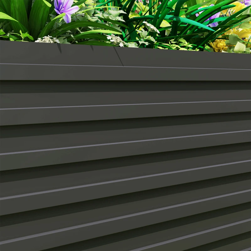 Outsunny 8' x 4' x 2' Raised Garden Bed, Galvanized Planter Box for Growing Flowers, Herbs and Vegetables, Dark Grey