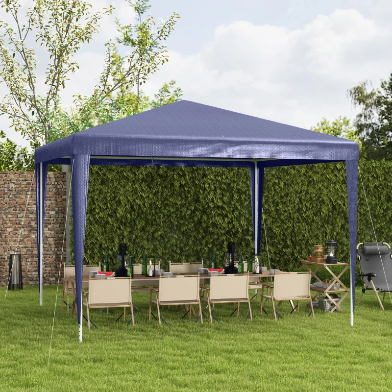 Outsunny 10x10ft Party Tent Portable Gazebo, Folding Garden Canopy Event Shelter Outdoor Sunshade Dark Blue
