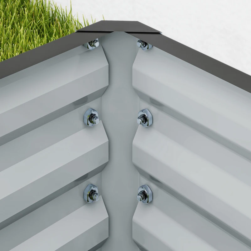 Outsunny Galvanized Raised Garden Beds, Outdoor Planter Box, Set of 2, for Flowers, Herbs and Vegetables, Light Grey