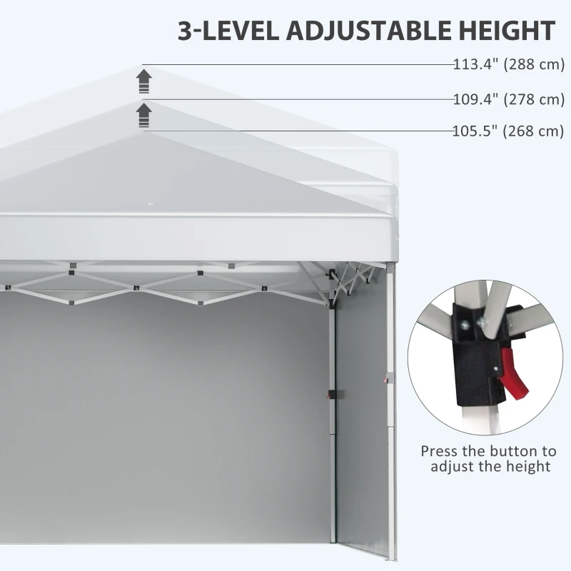 Outsunny 10' x 10' Pop Up Canopy with Sidewalls, Roller Bag, Height Adjustable Instant Tent for Outdoor Garden Patio, Light Grey
