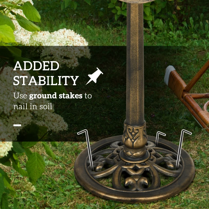 Outsunny Bird Bath for Outdoors, 28" Height Birdbath with Lotus Leaf Basin, Bird Feeder with Stand for Garden, Yard, Bronze