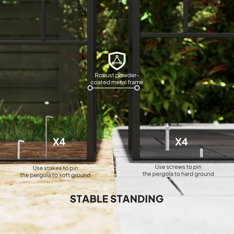 Outsunny 10' x 10' Outdoor Pergola Canopy, Metal Patio Canopy with Drainage Holes for Backyard, Garden, Coffee