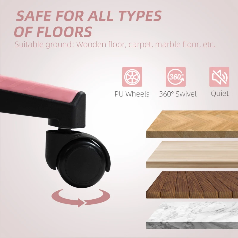 HOMCOM PU Leather Office Chair, Executive Desk Chair with Headrest, Foot Rest, Swivel Wheels, Reclining Computer Chair, Pink