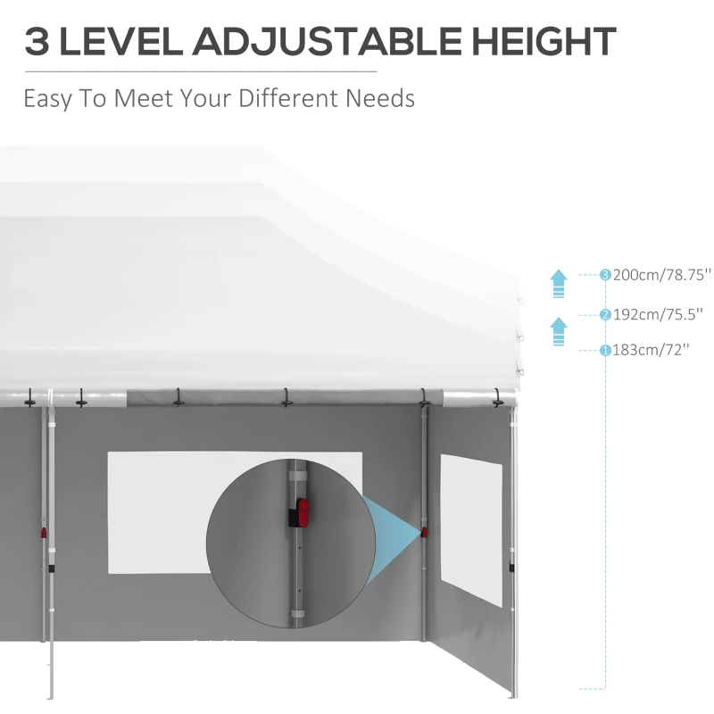 Outsunny 20' x 10' Folding Pop Up Canopy Tent with Sidewalls,  Windows, Weight Bags and Carrying Bag, White