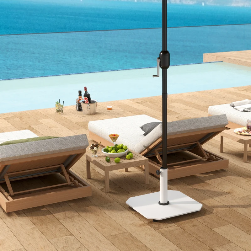 Outsunny Square Patio Umbrella Base, 41 lbs Metal Umbrella Stand Base with Adjustable Foot Pads, Heavy Duty Patio Umbrella Holder for 1.3"/1.5"/1.9" Umbrella Poles for Outdoor, Lawn, Poolside, White