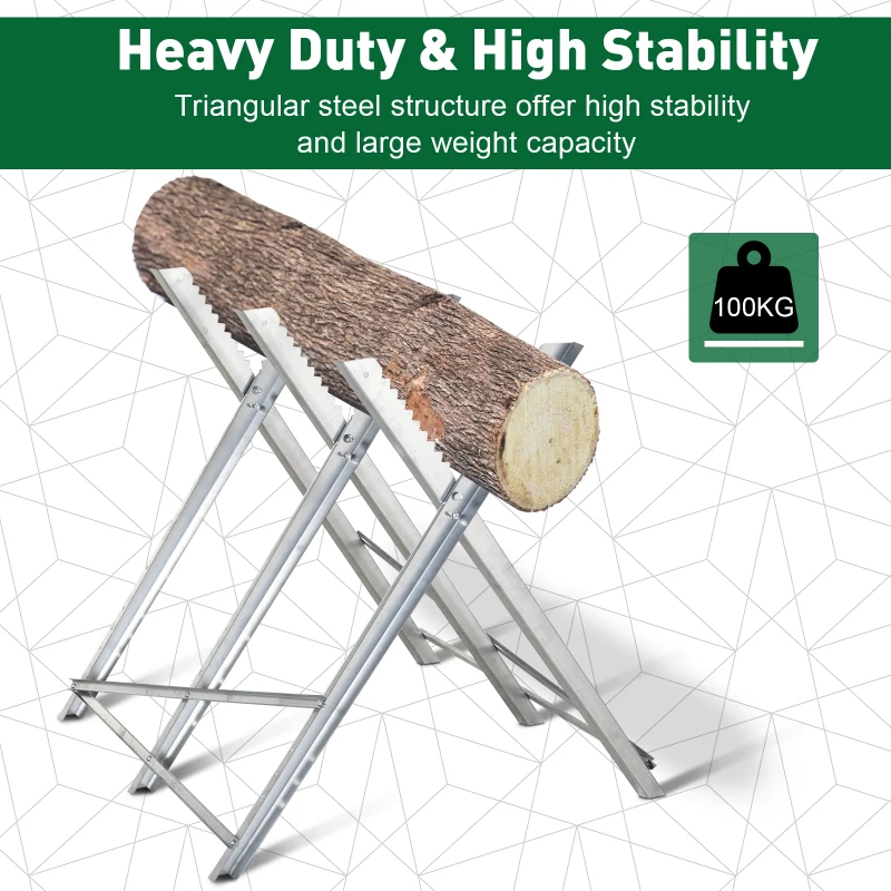 DURHAND Portable Sawhorse Heavy Duty Cutting Stand Steel Adjustable Work Support, Foldable Sawhorse Stand 220 lbs Weight Capacity