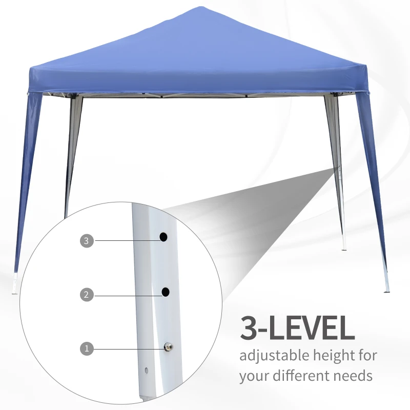Outsunny 10 x 10ft Folding Pop Up Tent Outdoor Gazebo Canopy with Carrying Bag, Blue