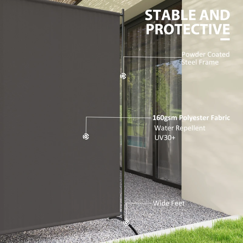 Outsunny Single Panel Room Divider, UV30+ Privacy Screen, Indoor Outdoor Privacy Panel with Stable Base, Dark Grey