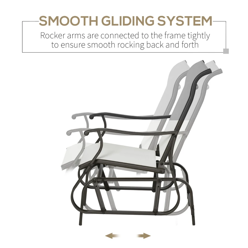 Outsunny Outdoor Glider Chair, Patio Glider with Steel Frame and Mesh Fabric, Garden Chair for Backyard, Garden, and Porch, Cream White