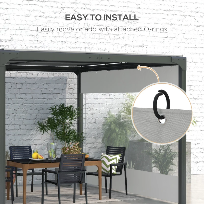 Outsunny Pergola Gazebo Curtains for 10' x 10' Pergola, 2 Pack Side Panels Replacement with Large Windows and Doors