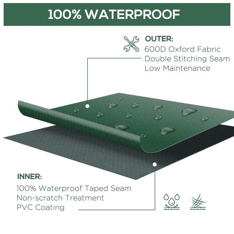 Outsunny Large Patio Garden Furniture Set Cover 600D Oxford Square Waterproof, 90.6" L x 90.6" W x 27.6" H, Green