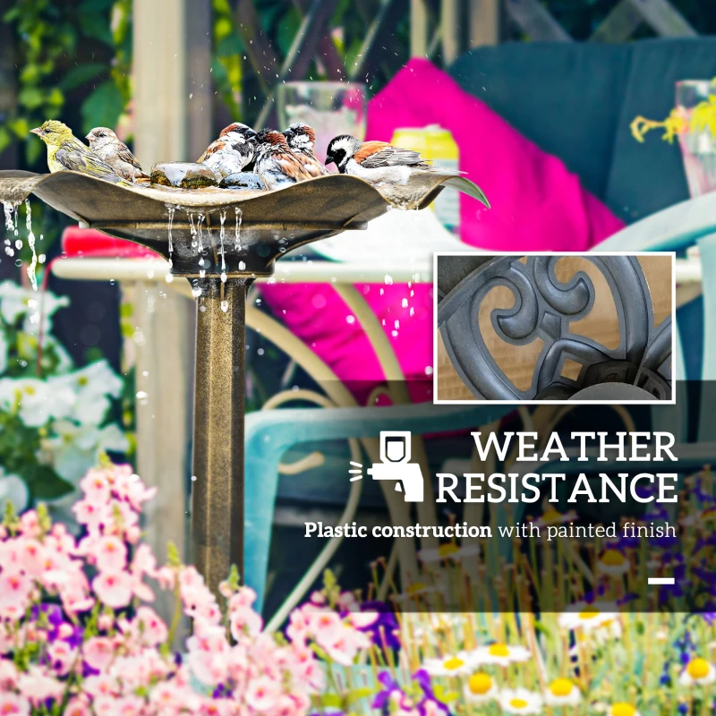 Outsunny Bird Bath for Outdoors, 28" Height Birdbath with Lotus Leaf Basin, Bird Feeder with Stand for Garden, Yard, Bronze