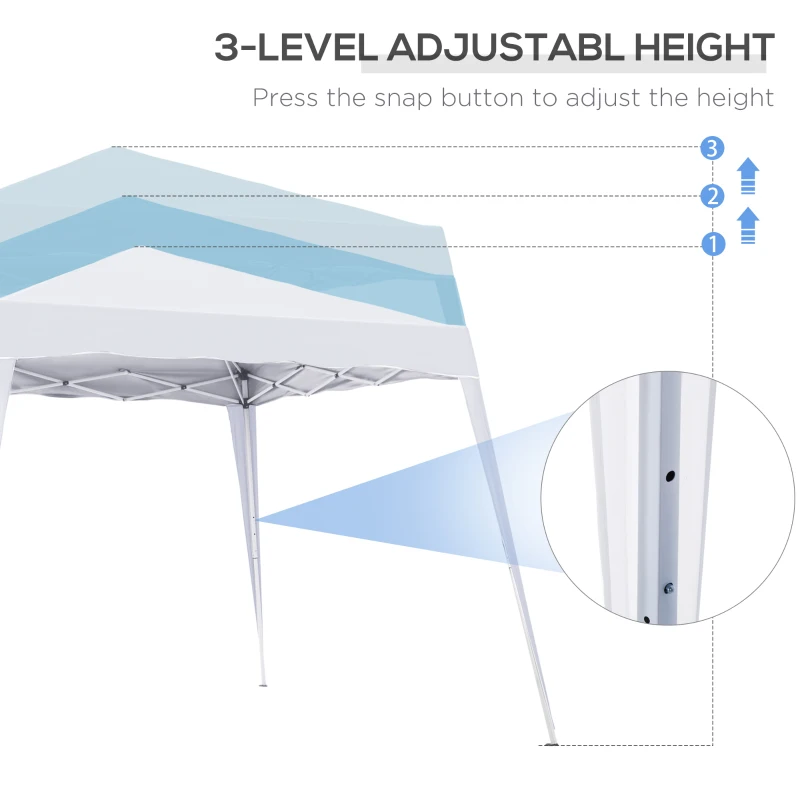 Outsunny 8' x 8' Pop Up Canopy, Outdoor Foldable Tent, Portable Canopy Tent with Carrying Bag for Camping, Party, Picnic, White