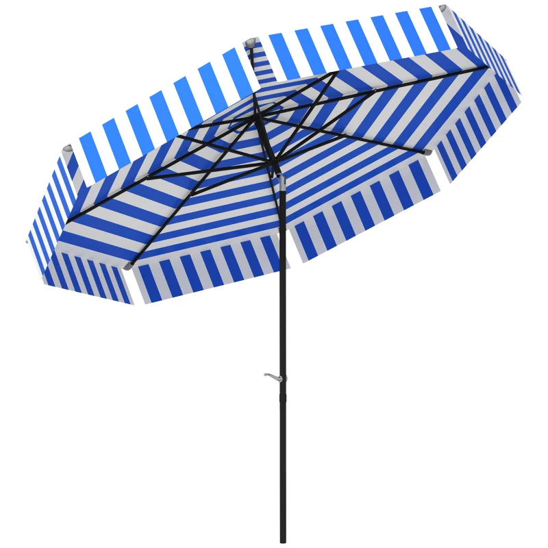 Outsunny 8.7FT Tilting Patio Umbrella with 8 Ribs, Crank Handle, Air Vent for Outdoor, Garden and Pool, Navy Blue
