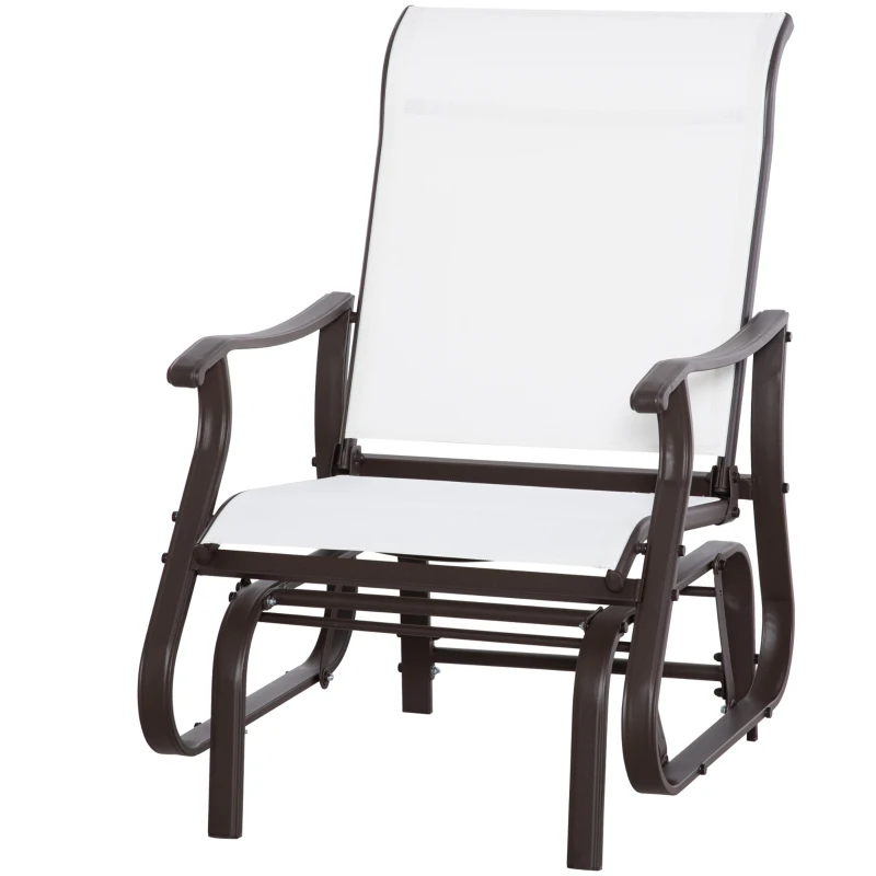 Outsunny Outdoor Glider Chair, Patio Glider with Steel Frame and Mesh Fabric, Garden Chair for Backyard, Garden, and Porch, Cream White