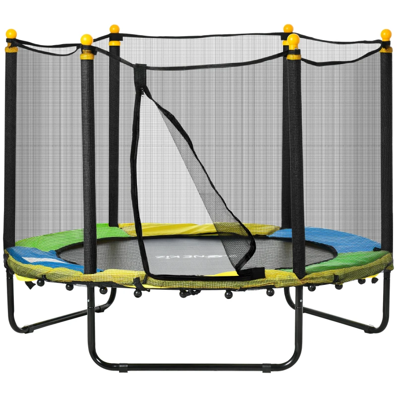 Qaba 4.6FT Trampoline for Kids with Enclosure Net for Ages 3-10, Indoor Outdoor Use, Black