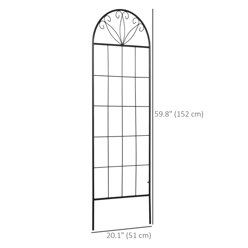 Outsunny Metal Garden Trellis Pack of 2 for Climbing Plants, Arched Grid Trellis Panels, 20" x 60", Black