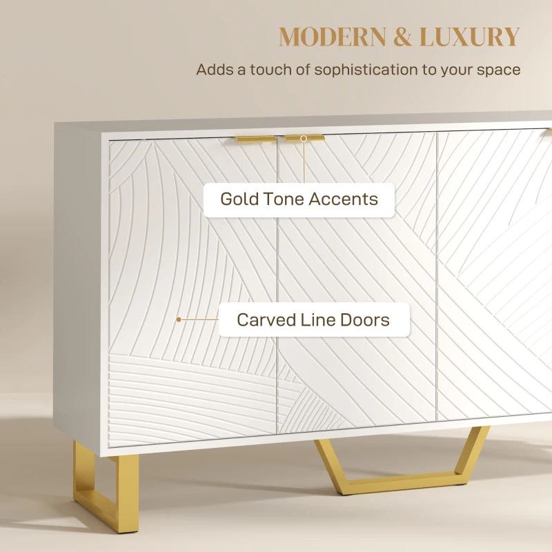 HOMCOM Sideboard Buffet Cabinet with Adjustable Shelves, Living Room Cabinet, TV Cabinet for 65 Inch TV, White