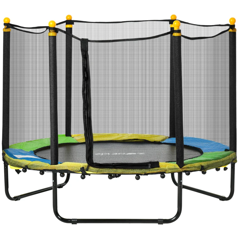 Qaba 4.6FT Trampoline for Kids with Enclosure Net for Ages 3-10, Indoor Outdoor Use, Black